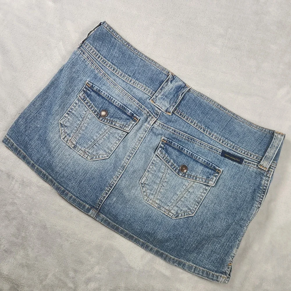Abercrombie Fitch Jean Micro Mini Skirt sz 10 Low Rise Y2K 90s Skater Retro